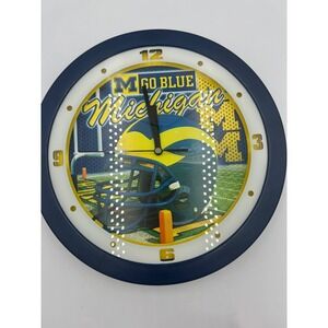 Michigan Wolverines Go Blue Wall Clock NCAA Football Helmet Navy Yellow 10 inch